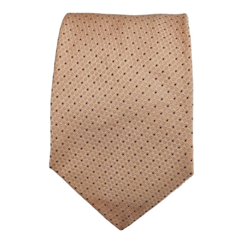ISAIA Salmon Floral Polka Dot Silk Tie ITALY 60"/ 4" EC